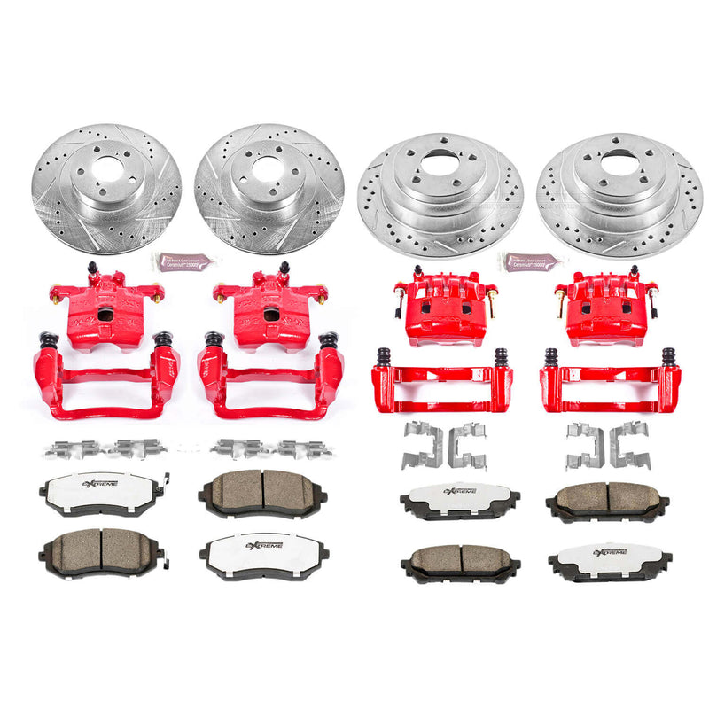 Power Stop KC2376-26 Z26 Extreme Street Warrior 1-Click Brake Kit With Calipers (Front And Rear) for 2003-2008 Saab 9-2X Aero product image