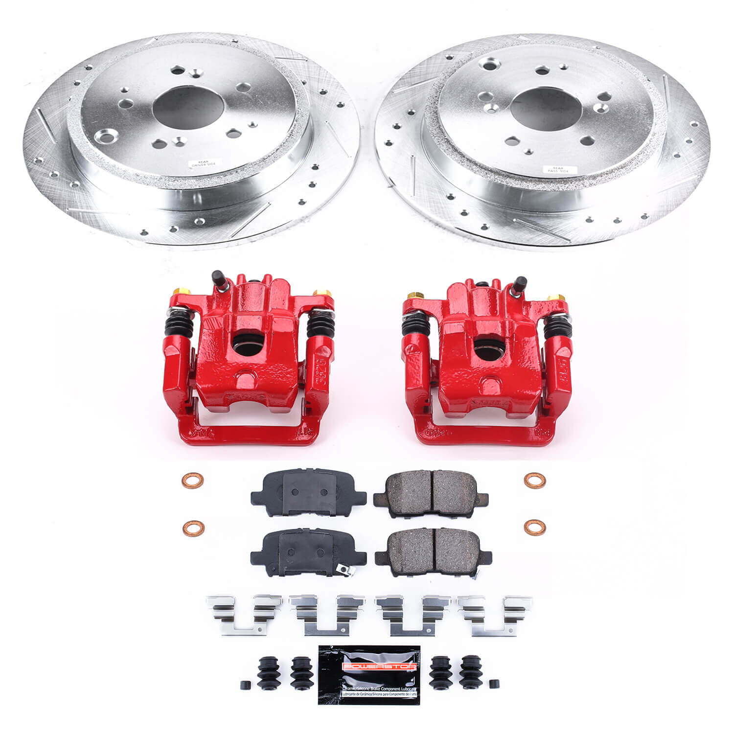 Power Stop KC2382 Z23 Evolution Sport Performance 1-Click Drilled And Slotted Rear Brake Kit With Calipers for 2001-2008 Acura Mdx product image