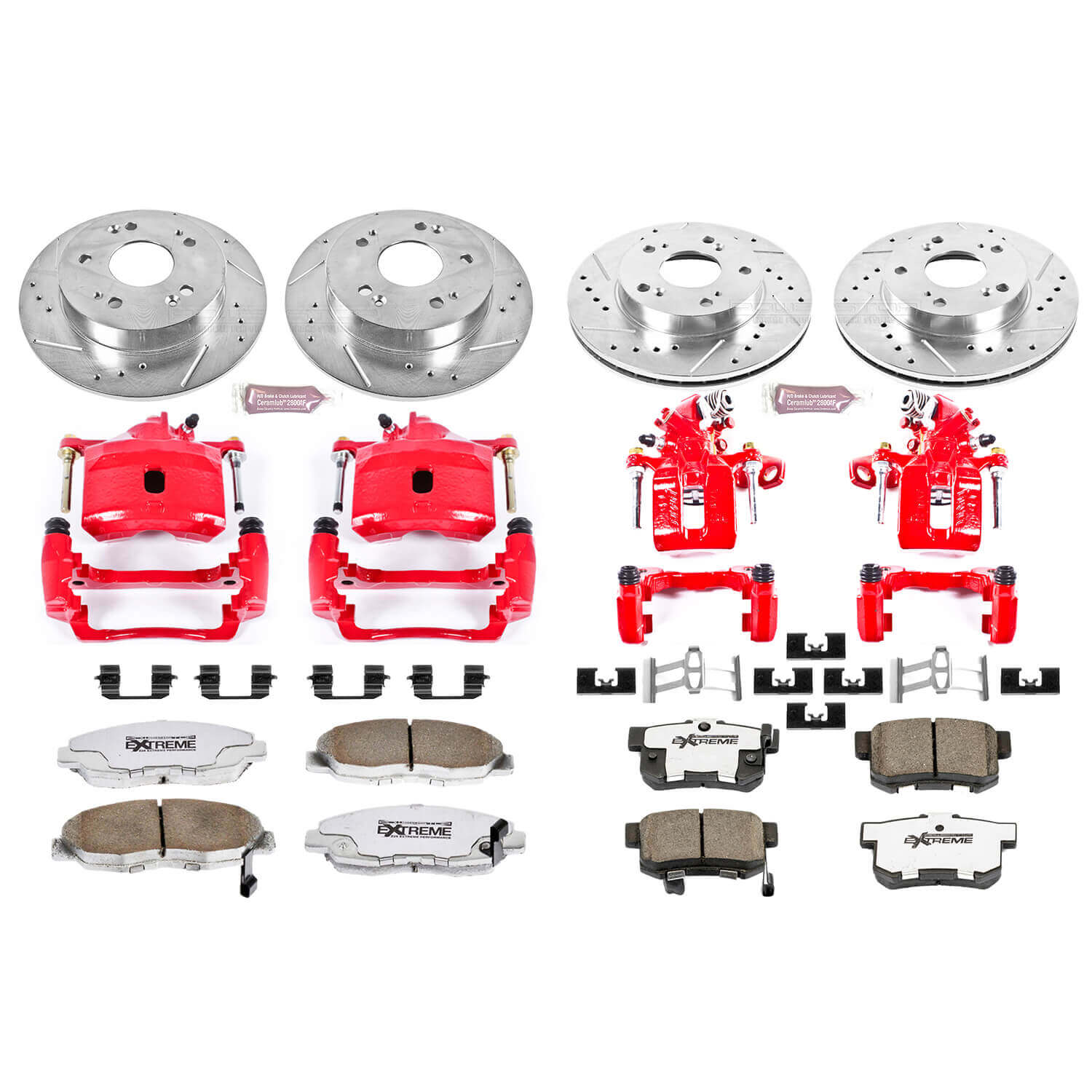 Power Stop KC2385-26 Z26 Extreme Street Warrior 1-Click Brake Kit With Calipers (Front And Rear) for 2006-2011 Honda Civic product image