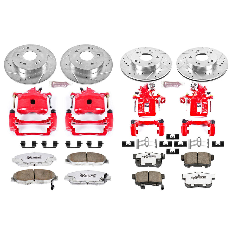 Power Stop KC2385-26 Z26 Extreme Street Warrior 1-Click Brake Kit With Calipers (Front And Rear) for 2006-2011 Honda Civic product image