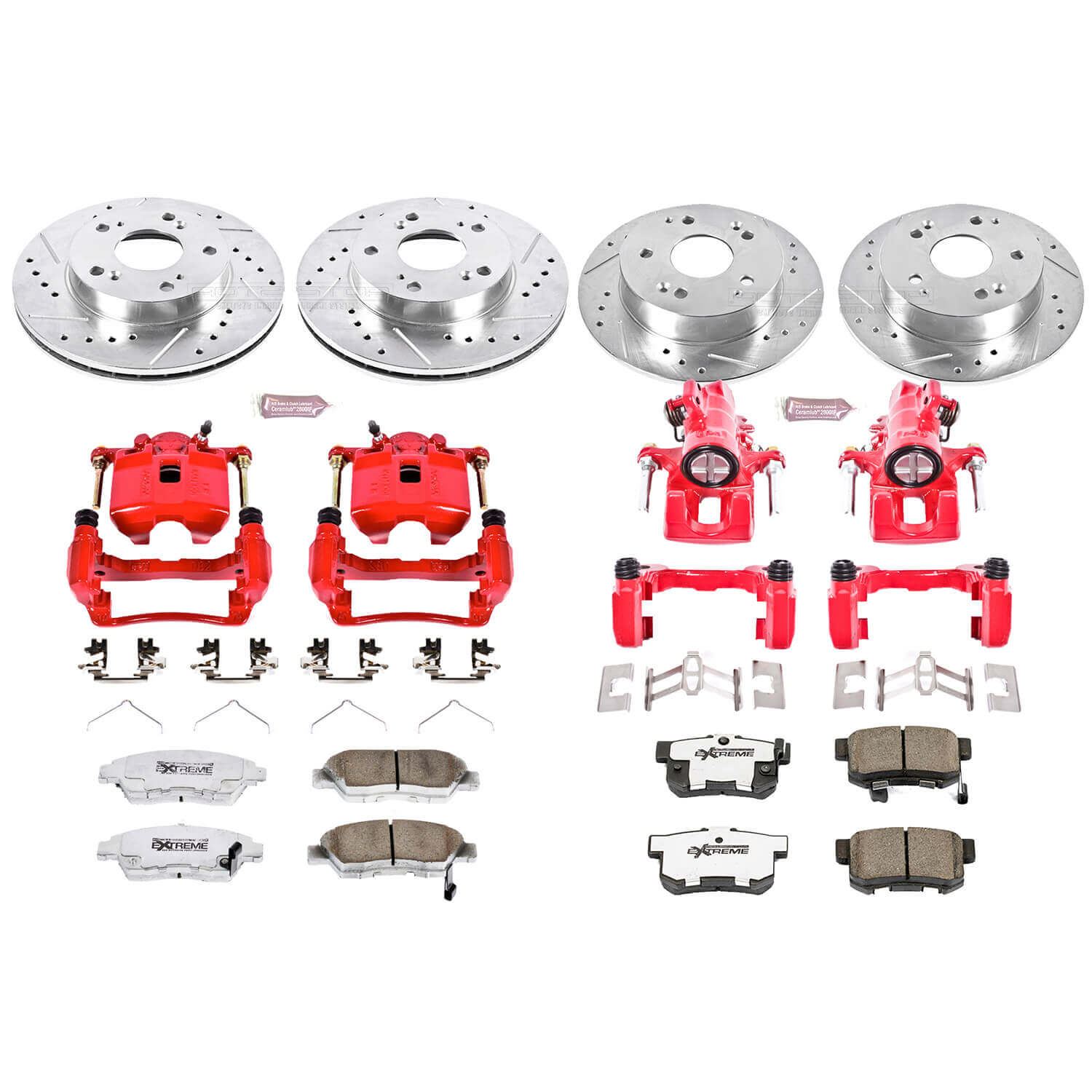 Power Stop KC2387-26 Z26 Extreme Street Warrior 1-Click Brake Kit With Calipers (Front And Rear) for 2002-2006 Acura Rsx product image