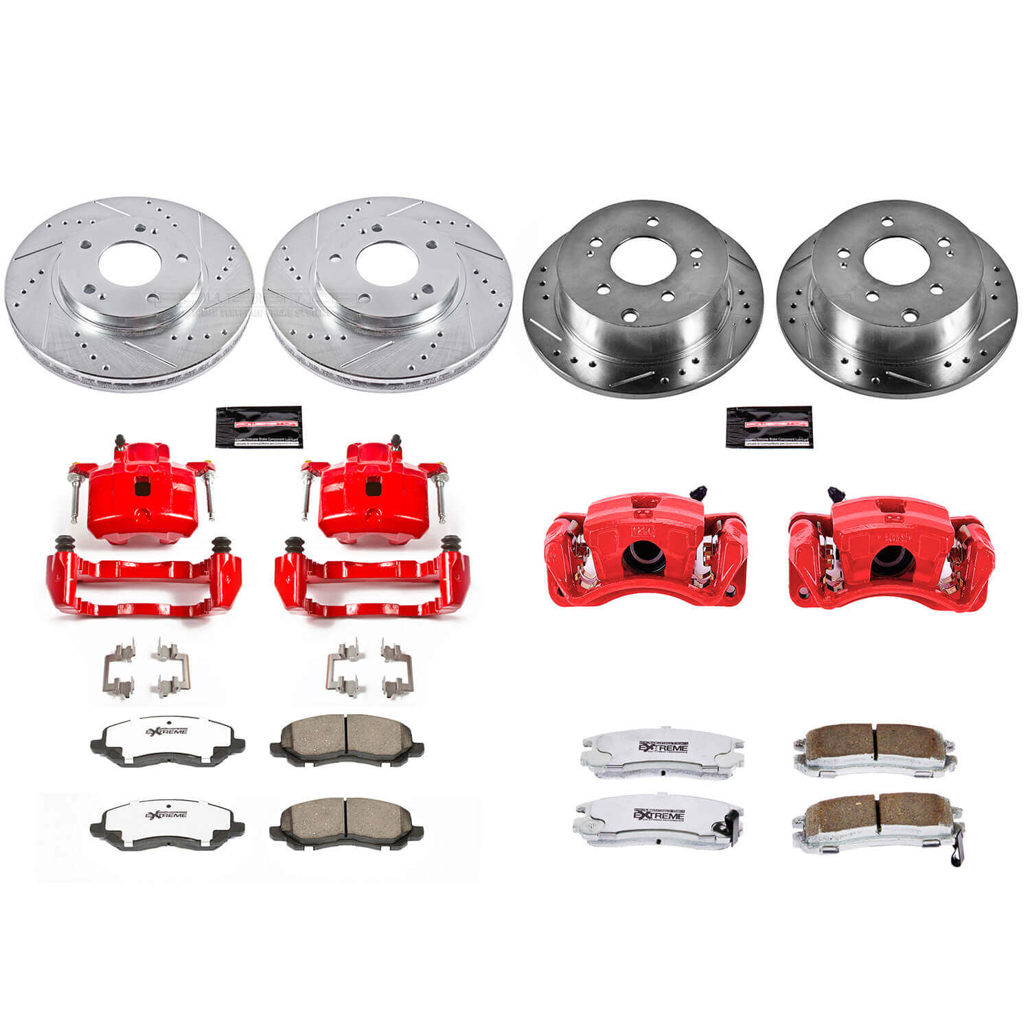 Power Stop KC2395-26 Z26 Extreme Street Warrior 1-Click Drilled And Slotted Front And Rear Brake Kit With Calipers for 2004-2012 Mitsubishi Galant product image
