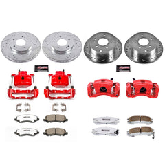 Power Stop KC2395-26 Z26 Extreme Street Warrior 1-Click Drilled And Slotted Front And Rear Brake Kit With Calipers for 2004-2012 Mitsubishi Galant product image