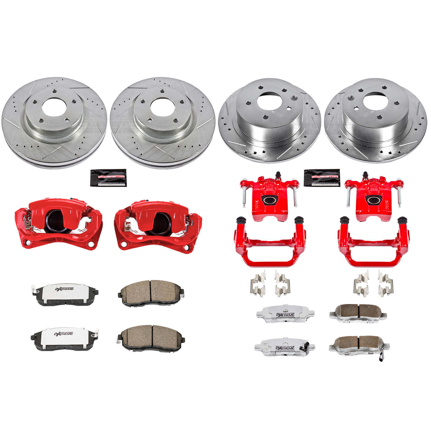 Power Stop KC242-26 Z26 Extreme Street Warrior 1-Click Drilled And Slotted Front And Rear Brake Kit With Calipers for 2010 Nissan Altima product image