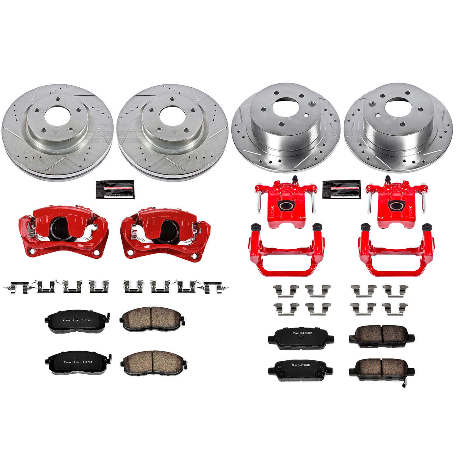Power Stop KC242 Z23 Evolution Sport Performance 1-Click Drilled And Slotted Front And Rear Brake Kit With Calipers for 2010 Nissan Altima product image