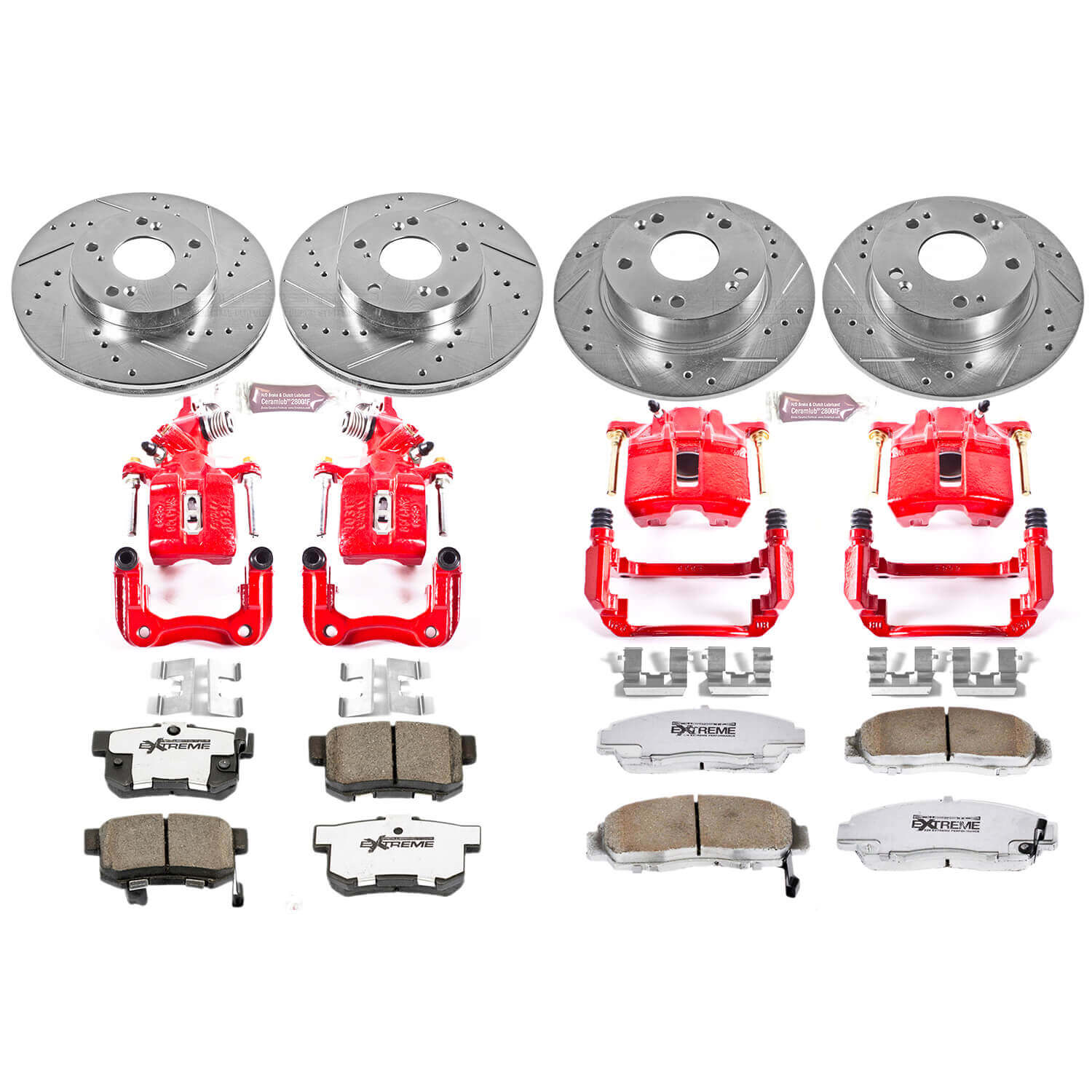 Power Stop KC2557-26 Z26 Extreme Street Warrior 1-Click Brake Kit With Calipers (Front And Rear) for 2003-2007 Honda Accord Coupe (2 Door) product image