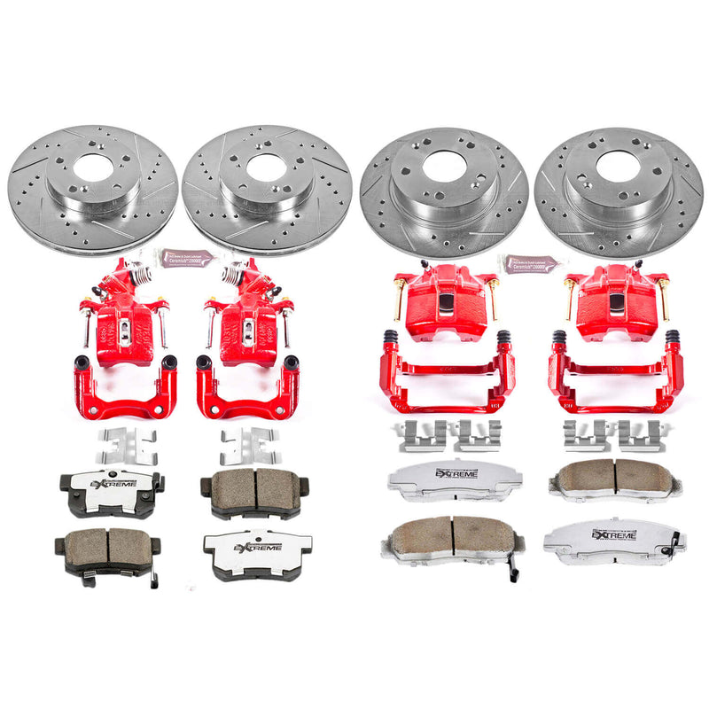 Power Stop KC2557-26 Z26 Extreme Street Warrior 1-Click Brake Kit With Calipers (Front And Rear) for 2003-2007 Honda Accord Coupe (2 Door) product image