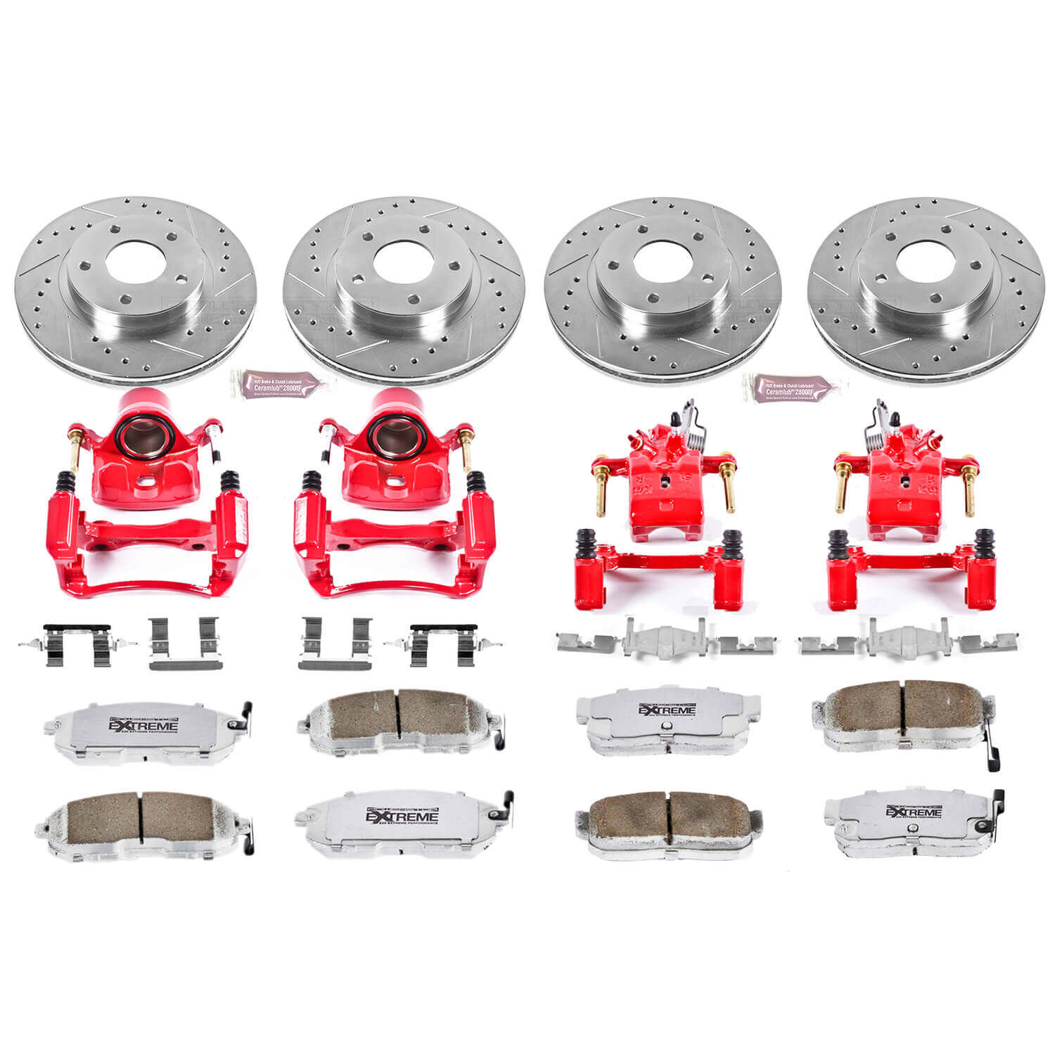 Power Stop KC2704-26 Z26 Extreme Street Warrior 1-Click Brake Kit With Calipers (Front And Rear) for 2000-2001 Nissan Maxima product image