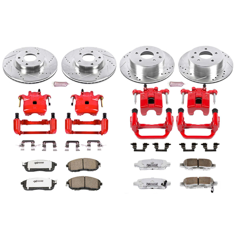 Power Stop KC2710-26 Z26 Extreme Street Warrior 1-Click Brake Kit With Calipers (Front And Rear) for 2003-2005 INFINITI G35 product image