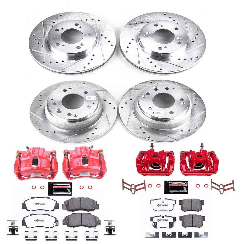 Power Stop KC2717-26 Front And Rear Z26 Extreme Street Warrior 1-Click Pad And Rotor Kit With Calipers for 1991-1993 Acura Legend product image