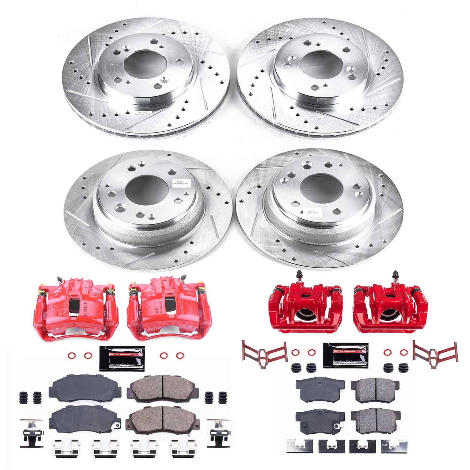 Power Stop KC2717 Front And Rear Z23 Evolution Sport Performance 1-Click Pad And Rotor Kit With Calipers for 1991-1993 Acura Legend product image