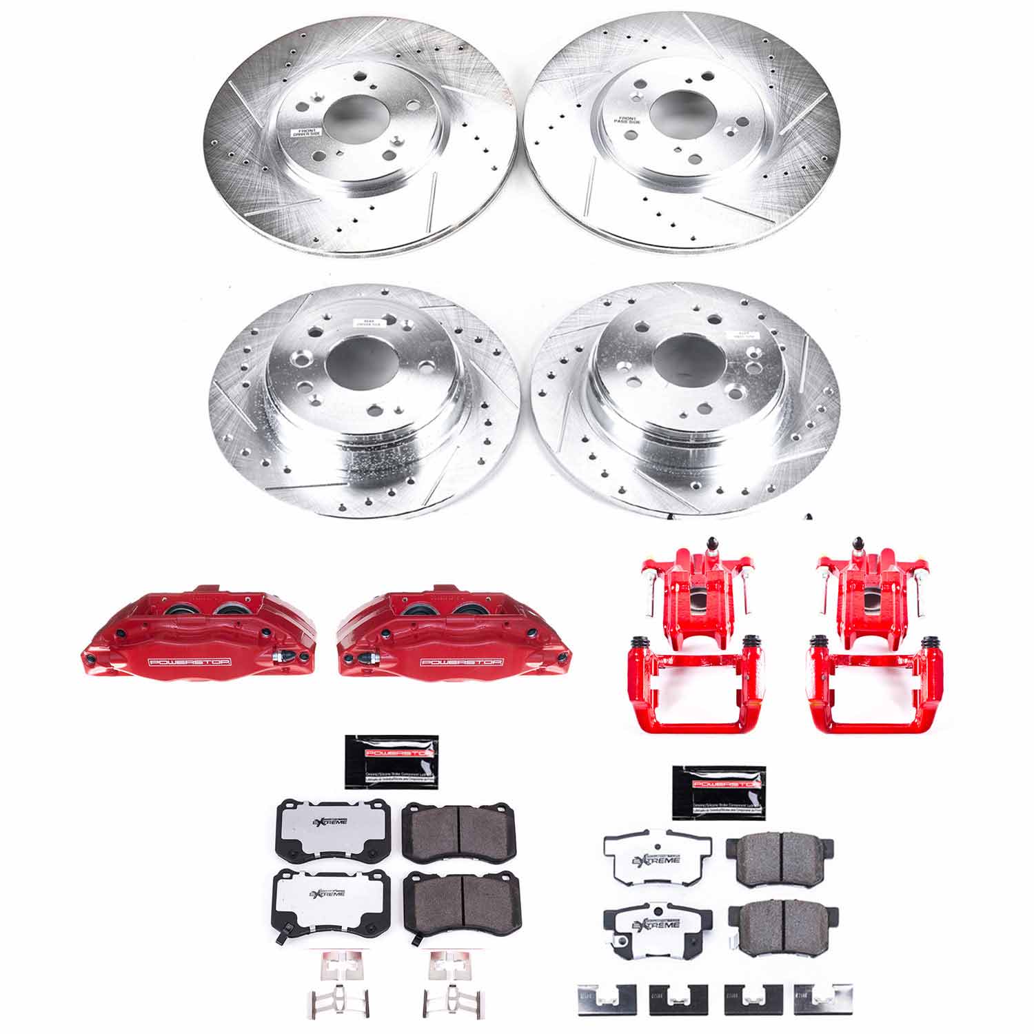 Power Stop KC2718-26 Z26 Street Warrior 1-Click Front And Rear Brake Kit With Calipers for 2004-2008 Acura TL product image
