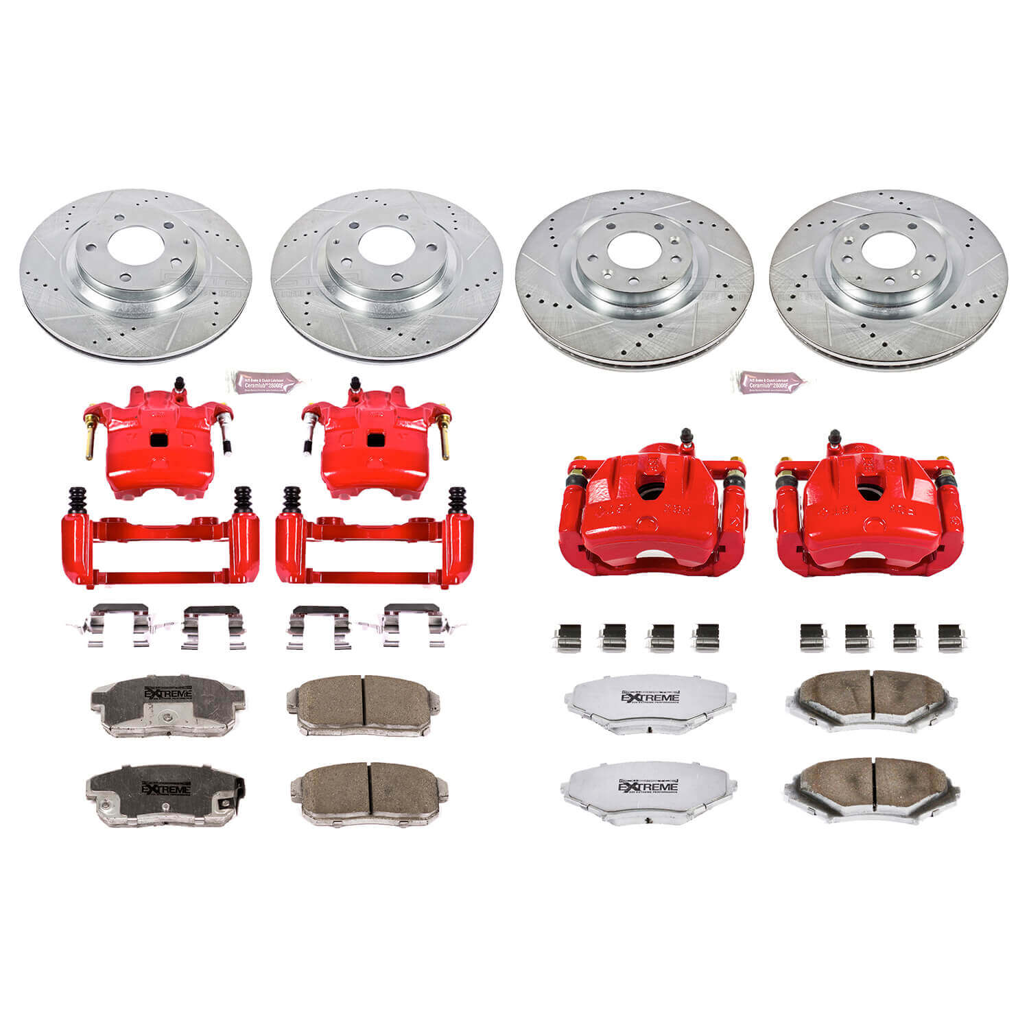 Power Stop KC2727-26 - Z26 Extreme Street Warrior 1-Click Brake Kit With Calipers (Front And Rear) vehicle fitment brake part