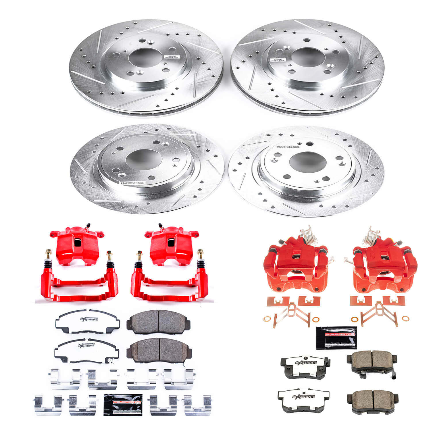 Power Stop KC2743-26 Front And Rear Z26 Extreme Street Warrior 1-Click Pad And Rotor Kit With Calipers for 2006-2007 Honda Accord Sedan (4 Door) product image
