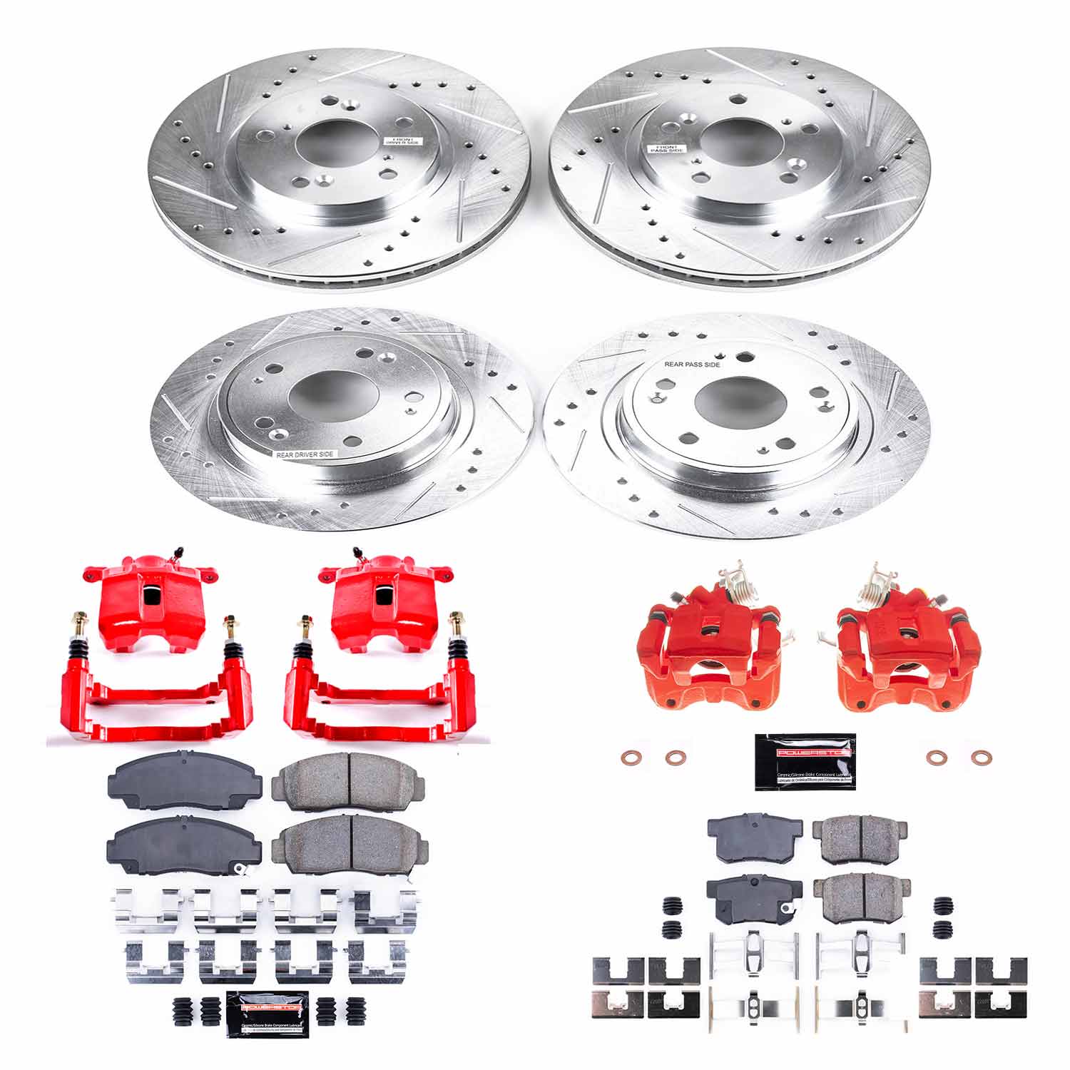 Power Stop KC2743 Front And Rear Z23 Evolution Sport Performance Pad And Rotor Kit With Calipers for 2006-2007 Honda Accord Sedan (4 Door) product image