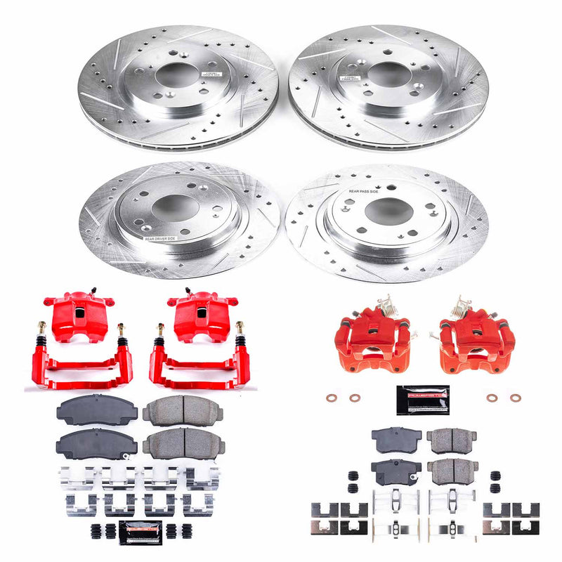 Power Stop KC2743 Front And Rear Z23 Evolution Sport Performance Pad And Rotor Kit With Calipers for 2006-2007 Honda Accord Sedan (4 Door) product image
