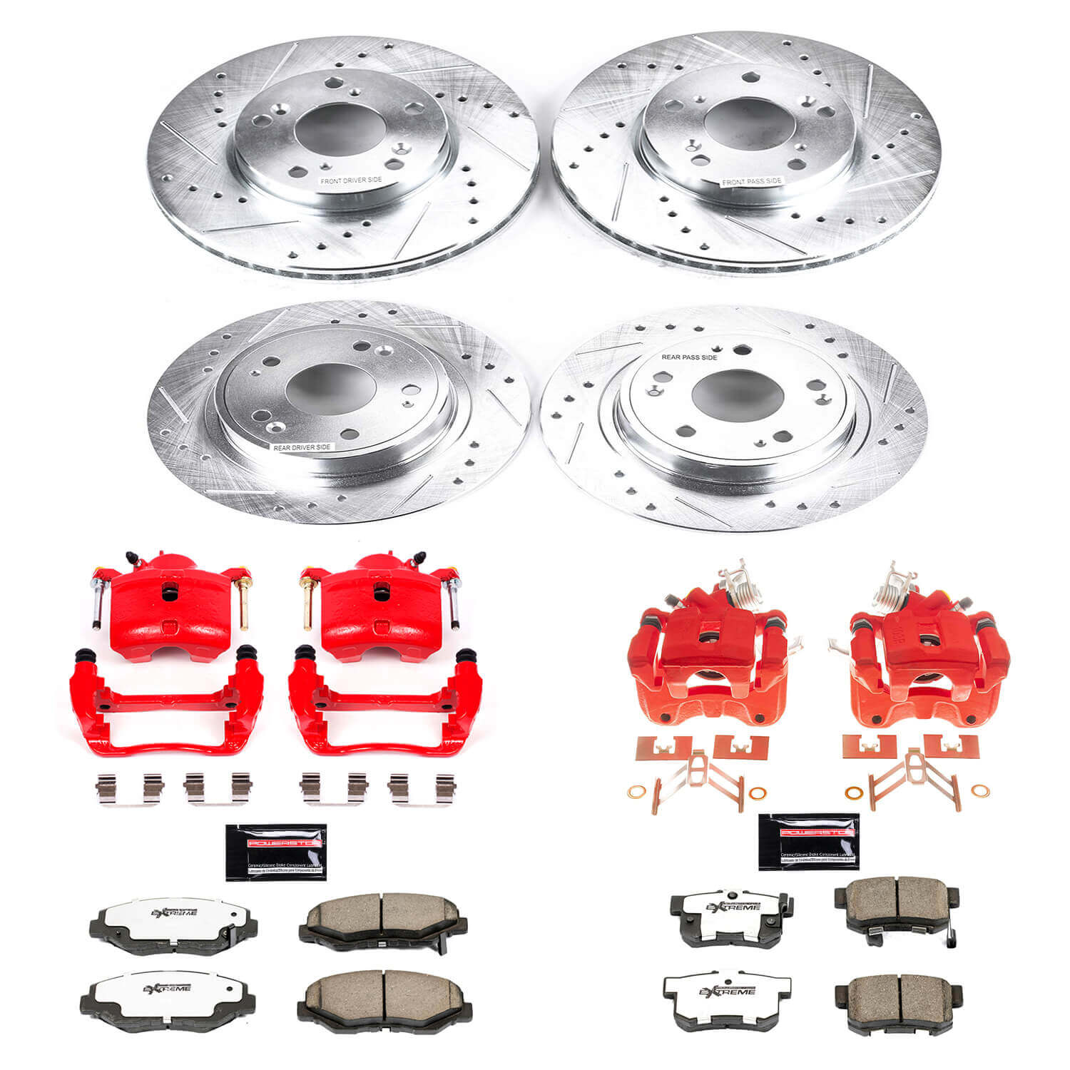 Power Stop KC2745-26 Front And Rear Z26 Extreme Street Warrior 1-Click Pad And Rotor Kit With Calipers for 2005 Honda Accord Sedan (4 Door) product image