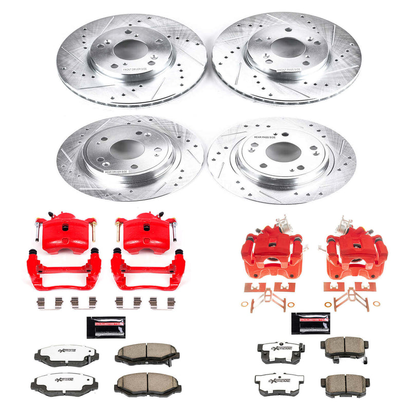 Power Stop KC2745-26 Front And Rear Z26 Extreme Street Warrior 1-Click Pad And Rotor Kit With Calipers for 2005 Honda Accord Sedan (4 Door) product image