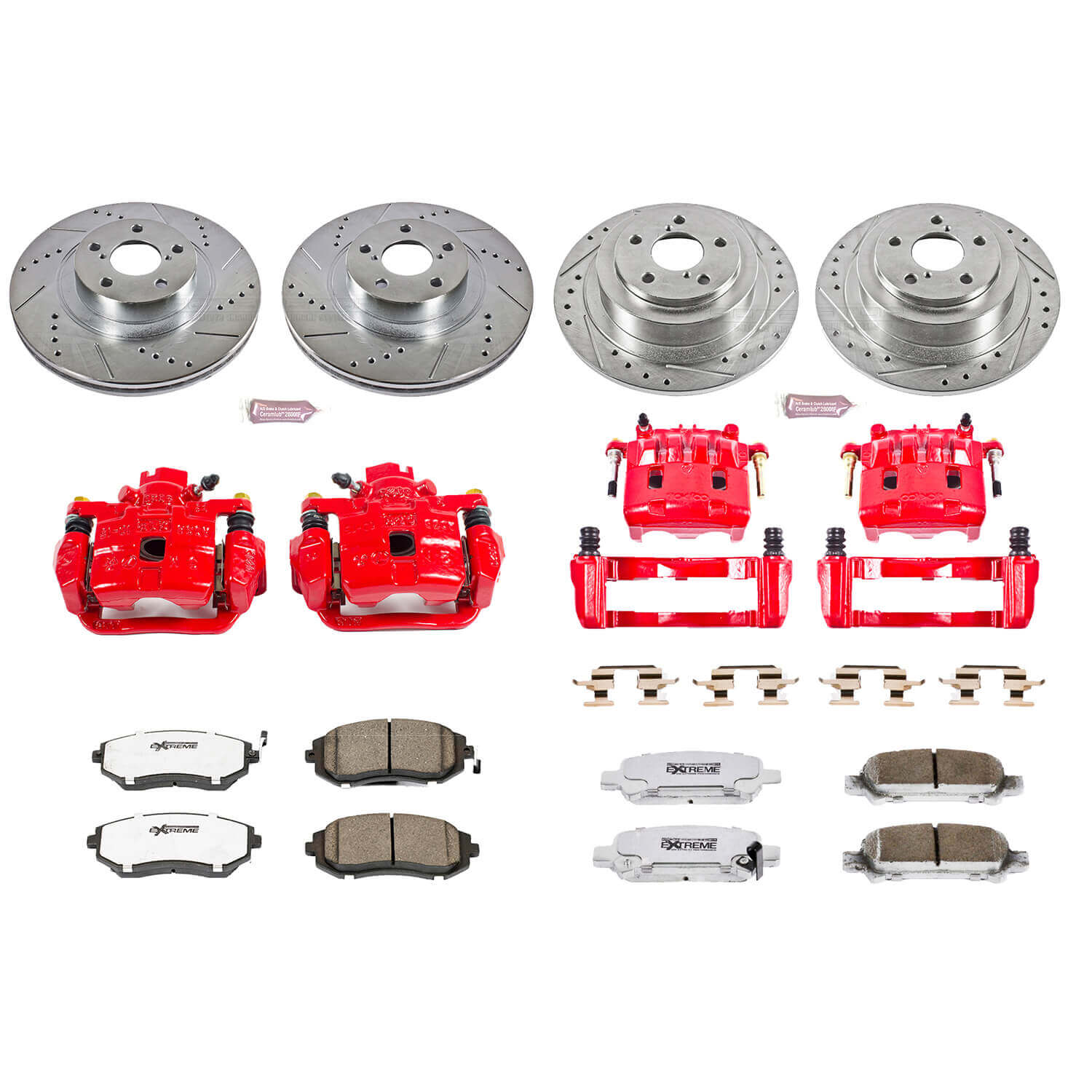 Power Stop KC2748-26 Z26 Extreme Street Warrior 1-Click Brake Kit With Calipers (Front And Rear) for 2004-2006 Subaru Baja Turbo product image