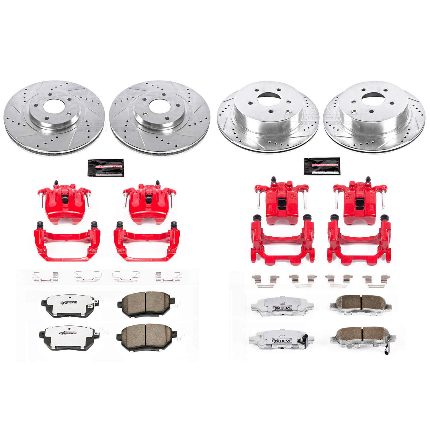 Power Stop KC2767B-26 Z26 Street Warrior 1-Click Front And Rear Brake Kit With Calipers for 2009-2011 Nissan Murano product image