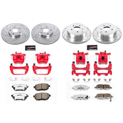 Power Stop KC2767B-26 Z26 Street Warrior 1-Click Front And Rear Brake Kit With Calipers for 2009-2011 Nissan Murano product image