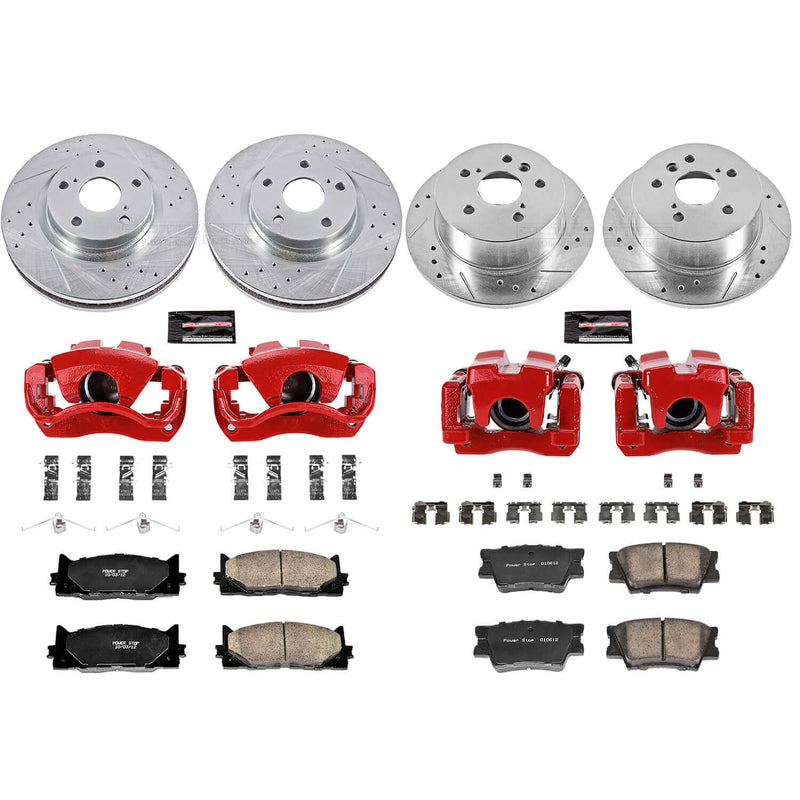 Power Stop KC2822 Z23 Evolution Sport Performance 1-Click Drilled And Slotted Front And Rear Brake Kit With Calipers for 2007-2012 Lexus ES350 product image