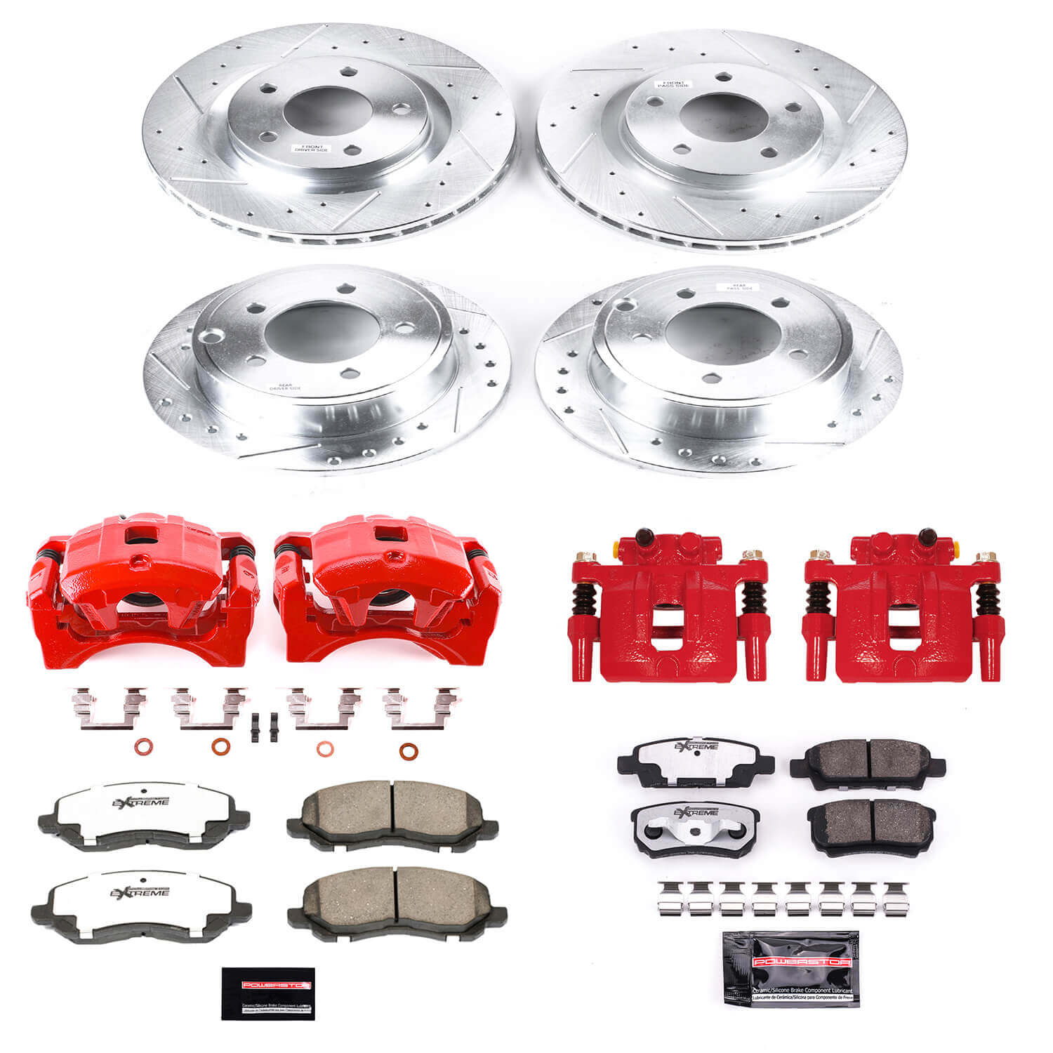 Power Stop KC2840A-26 Z26 Extreme Street Warrior 1-Click Brake Kit With Calipers (Front And Rear) for 2012 Mitsubishi Lancer product image