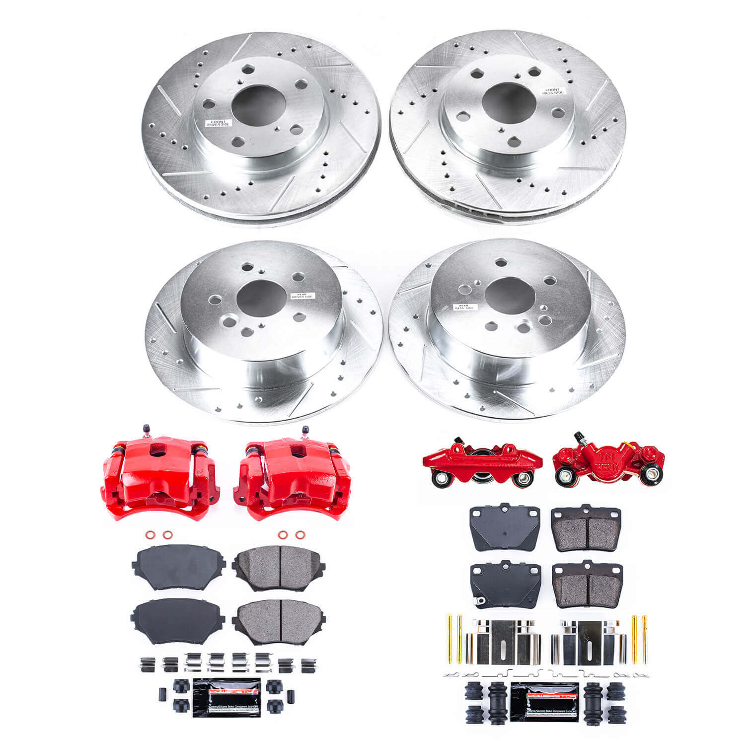 Power Stop KC2842 Front And Rear Z23 Evolution Sport Performance 1-Click Pad And Rotor Kit With Calipers for 2004-2005 Toyota RAV4 Rear Disc product image
