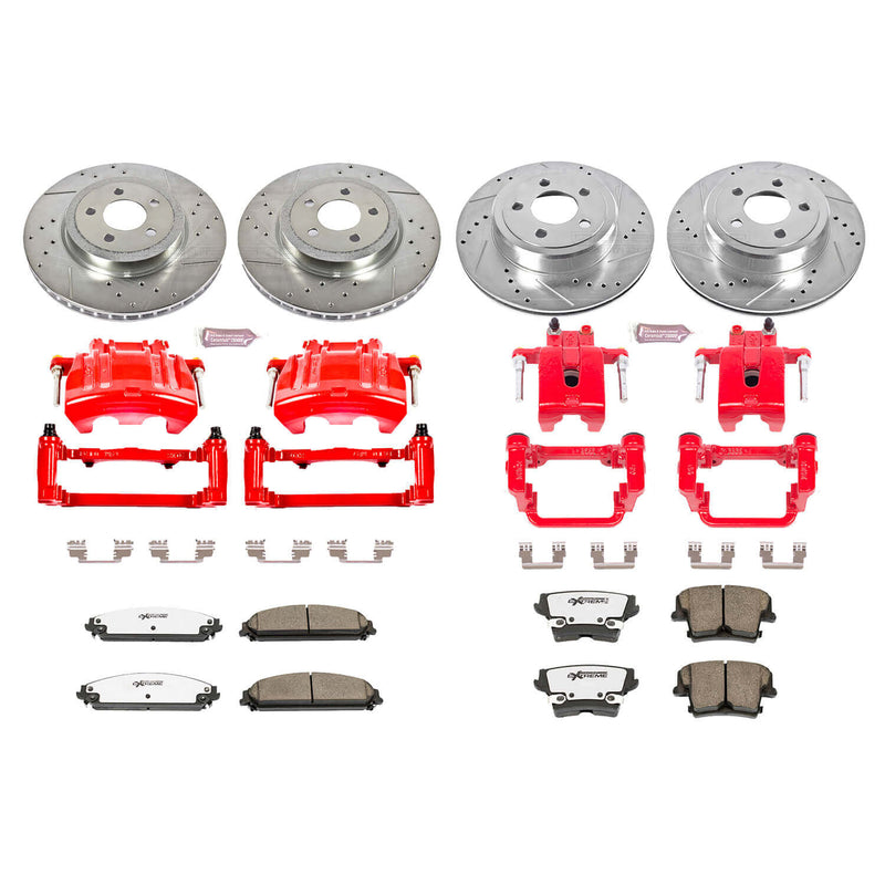 Power Stop KC2853A-26 Z26 Extreme Street Warrior 1-Click Brake Kit With Calipers (Front And Rear) for 2012-2021 Chrysler 300 - product image