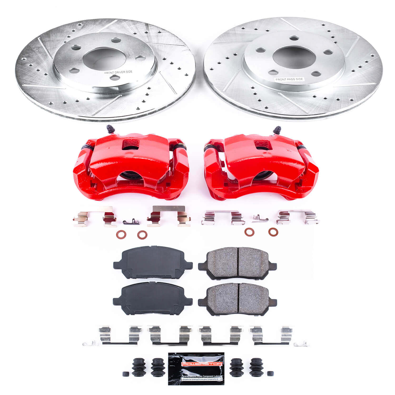Power Stop KC2983A Z23 Evolution Sport Performance Pad And Rotor Kit With Calipers for 2007 Chevrolet Cobalt LT, Ltz Rear Drum product image