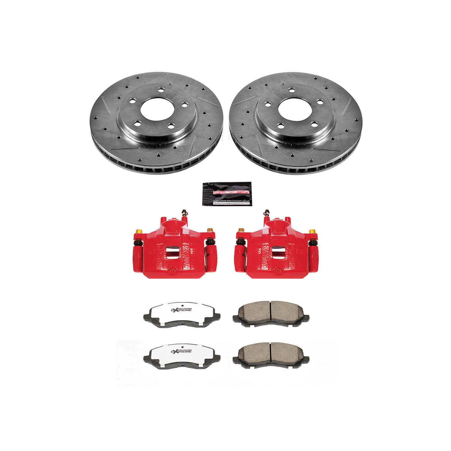 Power Stop KC2992A-26 Z26 Extreme Street Warrior 1-Click Drilled And Slotted Front Brake Kit With Calipers for 2008-2017 Mitsubishi Lancer De product image