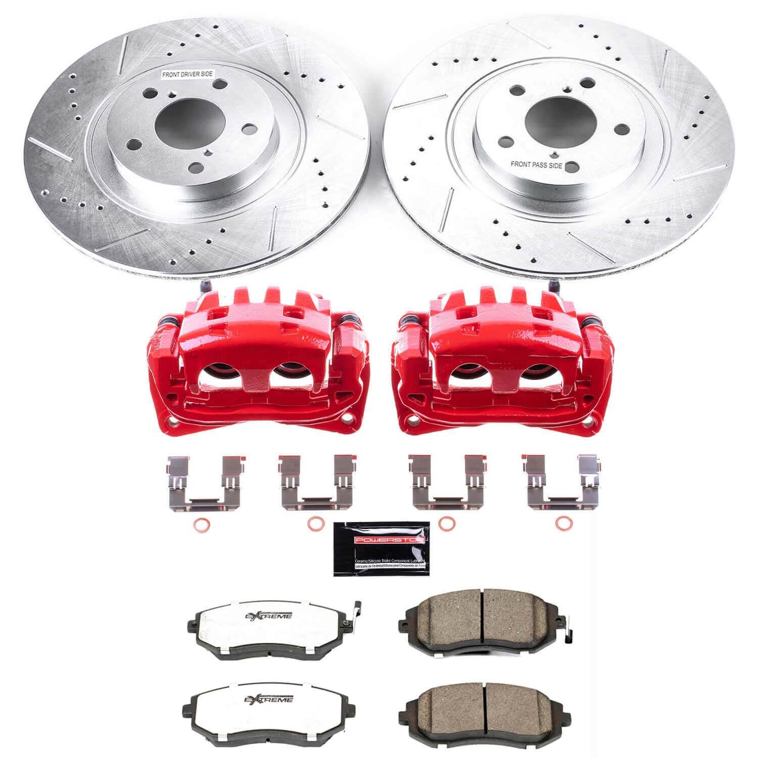 Power Stop KC3038A-26 Z26 Street Warrior 1-Click Front Brake Kit With Calipers for 2004-2006 Subaru Baja Turbo product image