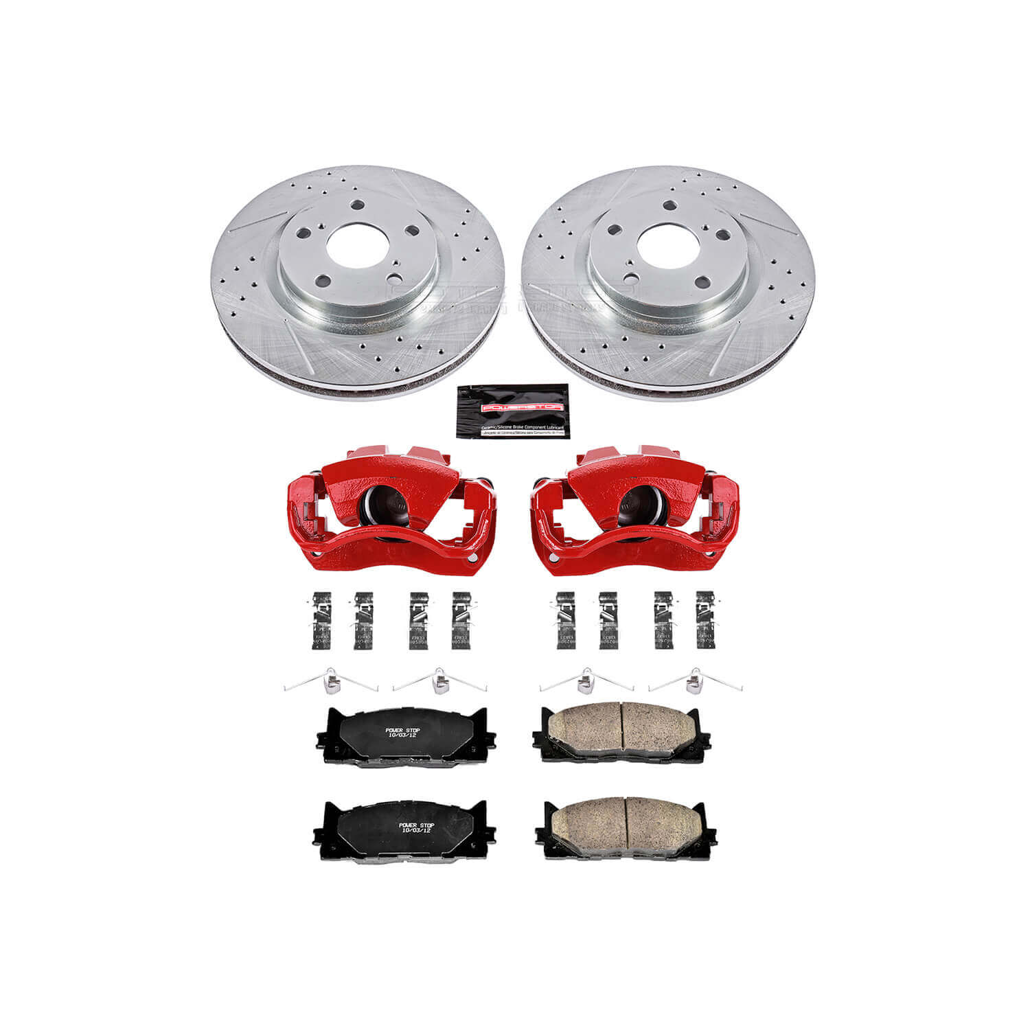 Power Stop KC3053 Z23 Evolution Sport Performance 1-Click Drilled And Slotted Front Brake Kit With Calipers for 2007-2018 Lexus ES300H product image