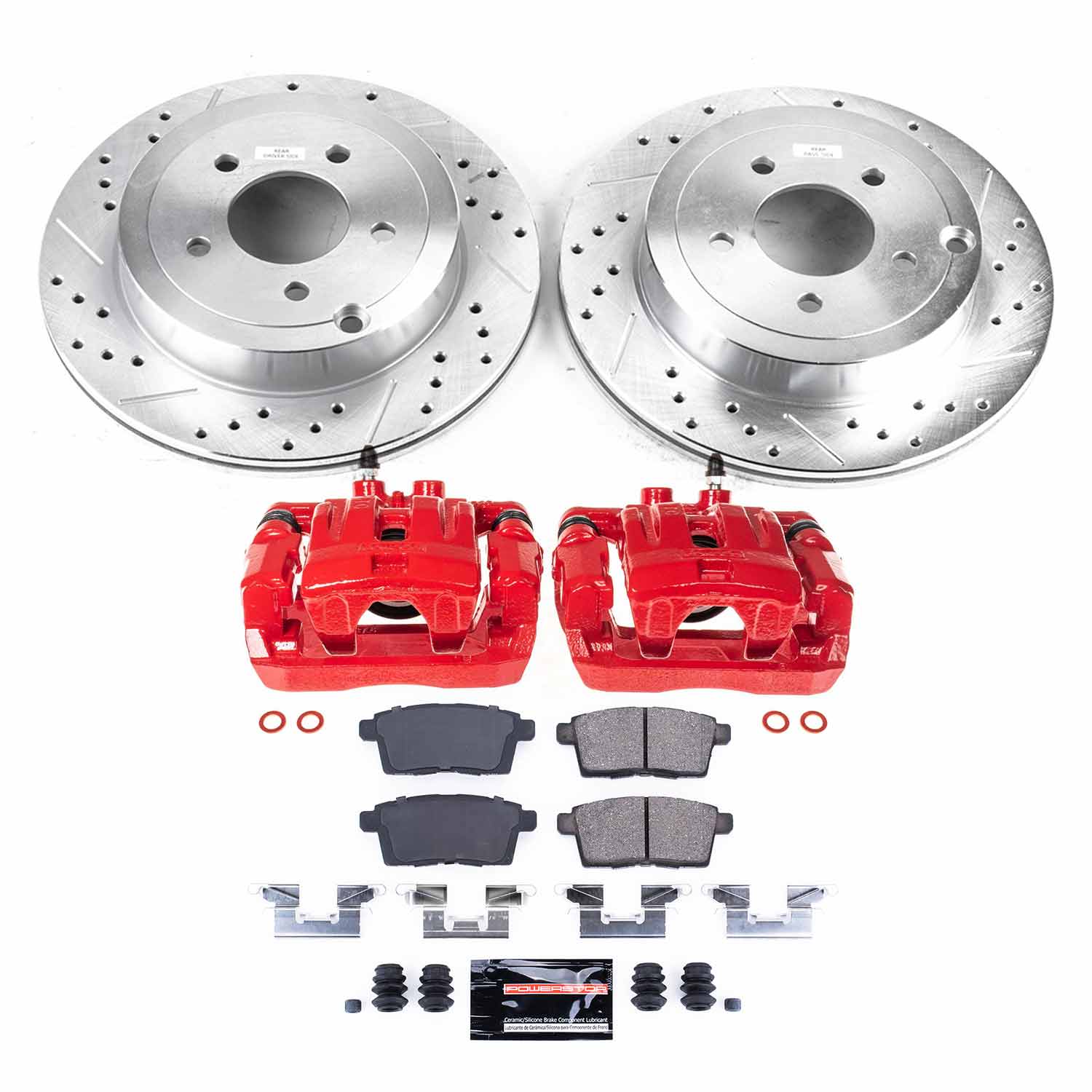Power Stop KC3060 Rear Z23 Evolution Sport Performance 1-Click Pad And Rotor Kit With Calipers for 2007-2010 Ford Edge product image