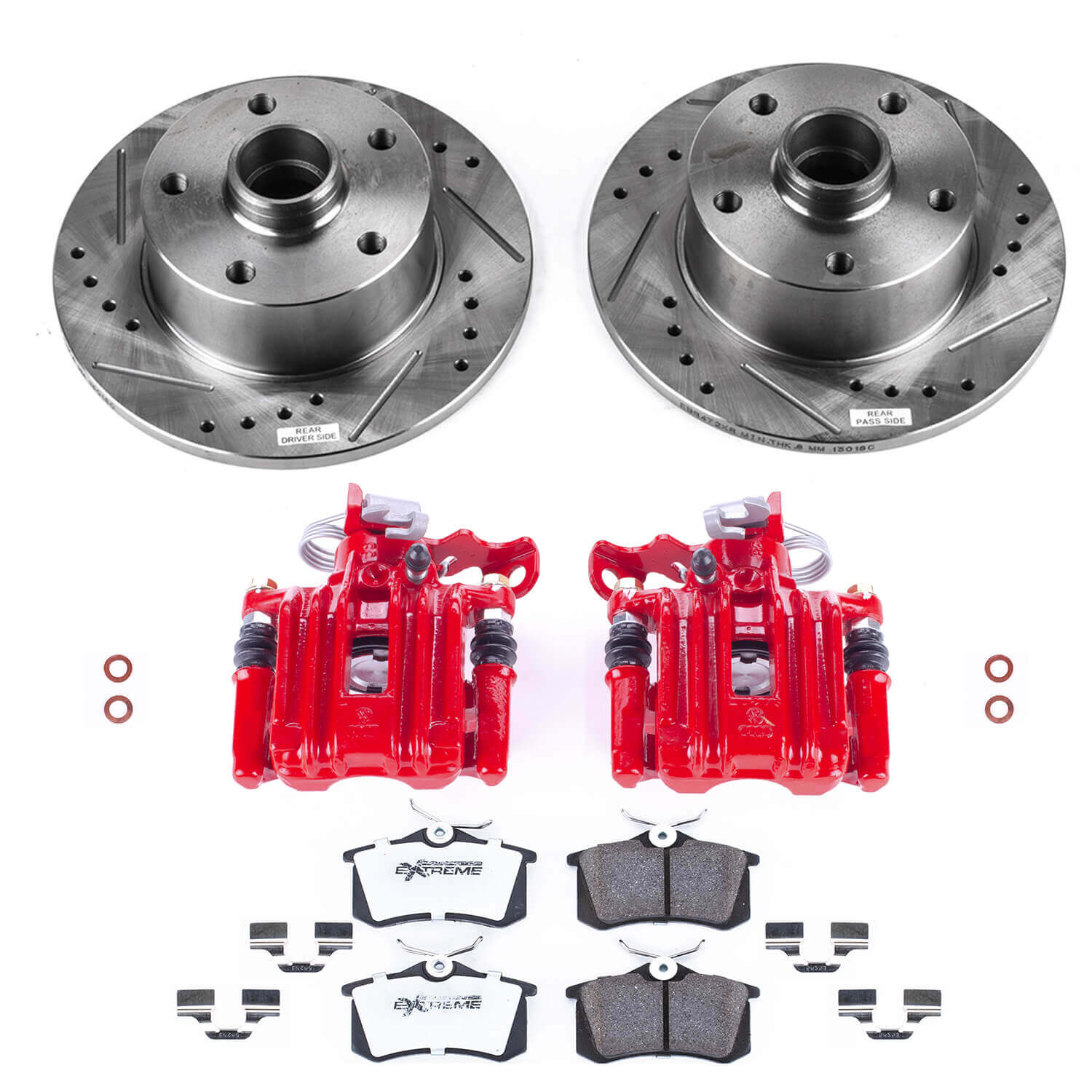 Power Stop KC3064-26 Z26 Street Warrior 1-Click Rear Brake Kit With Calipers for 1998-2001 Audi A4 product image