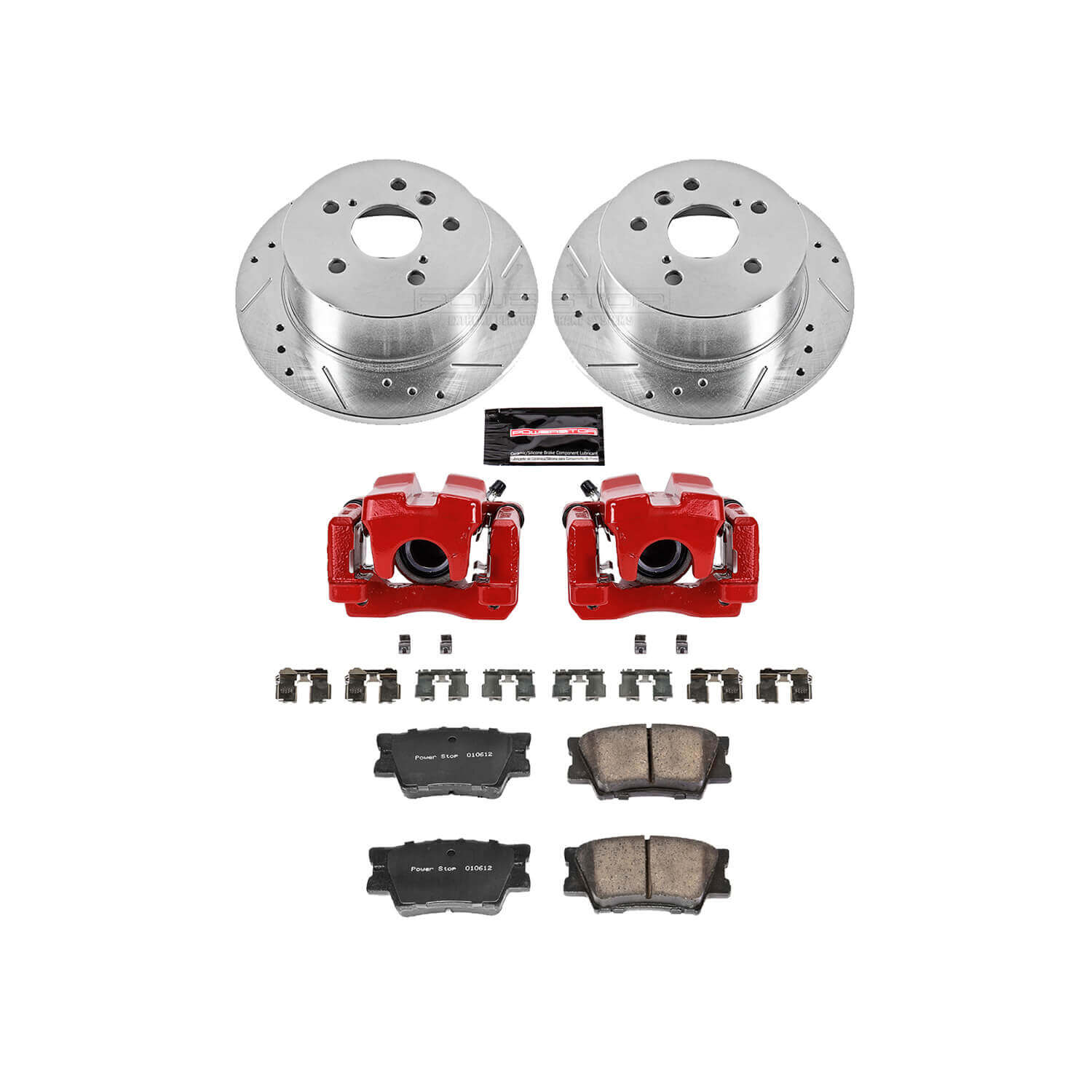 Power Stop KC3068 Z23 Evolution Sport Performance 1-Click Drilled And Slotted Rear Brake Kit With Calipers for 2007-2012 Lexus ES350 product image