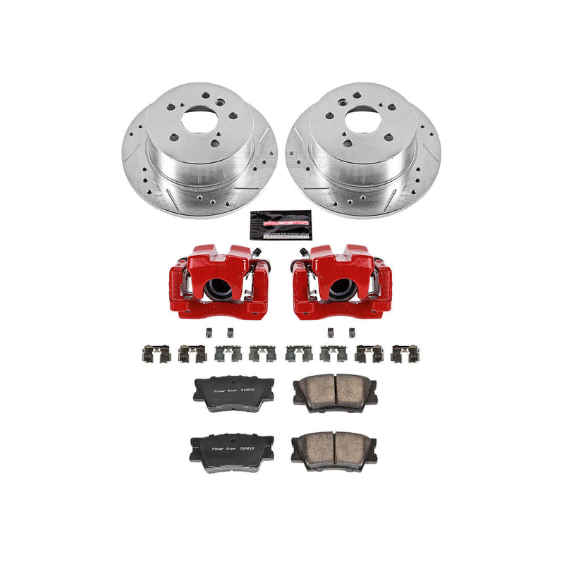 Power Stop KC3068 Z23 Evolution Sport Performance 1-Click Drilled And Slotted Rear Brake Kit With Calipers for 2007-2012 Lexus ES350 product image