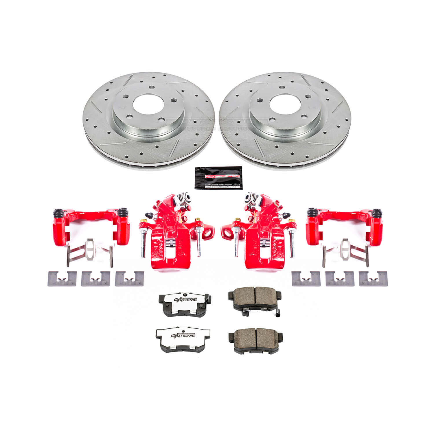 Power Stop KC3128A-26 Z26 Extreme Street Warrior 1-Click Drilled And Slotted Rear Brake Kit With Calipers for 2016-2018 Acura Ilx product image