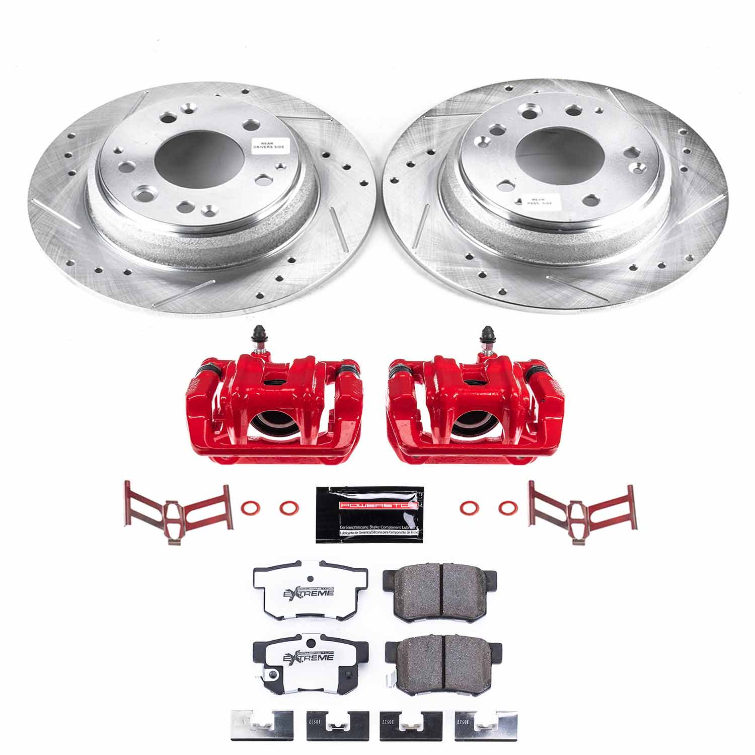 Power Stop KC3153-26 Rear Z26 Extreme Street Warrior 1-Click Pad And Rotor Kit With Calipers for 1991-1995 Acura Legend product image
