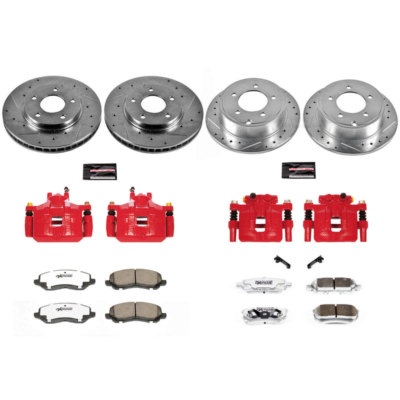Power Stop KC4017A-26 Z26 Extreme Street Warrior 1-Click Drilled And Slotted Front And Rear Brake Kit With Calipers for 2008-2017 Mitsubishi Lancer product image
