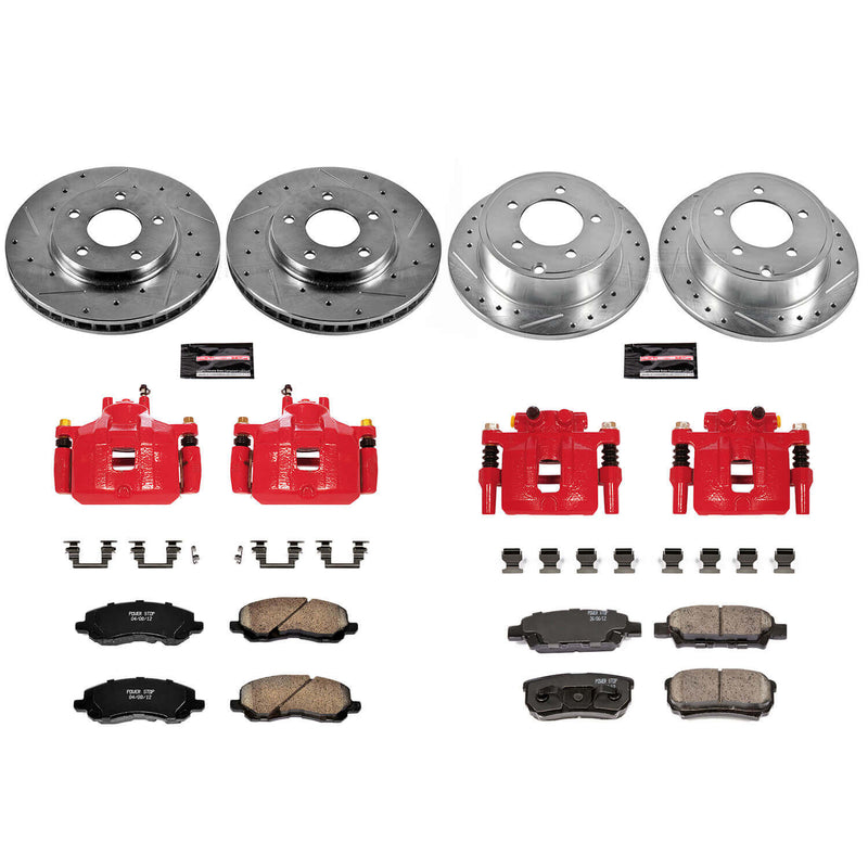 Power Stop KC4017A Z23 Evolution Sport Performance 1-Click Drilled And Slotted Front And Rear Brake Kit With Calipers for 2008-2017 Mitsubishi Lancer product image