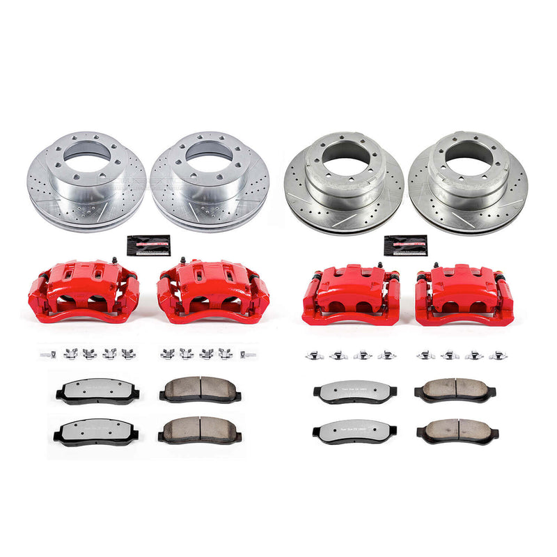 Power Stop KC4033-36 Z36 Extreme Performance Truck And Tow 1-Click Drilled And Slotted Front And Rear Brake Kit With Calipers for 2005-2010 Ford F-350 Super Duty - product image