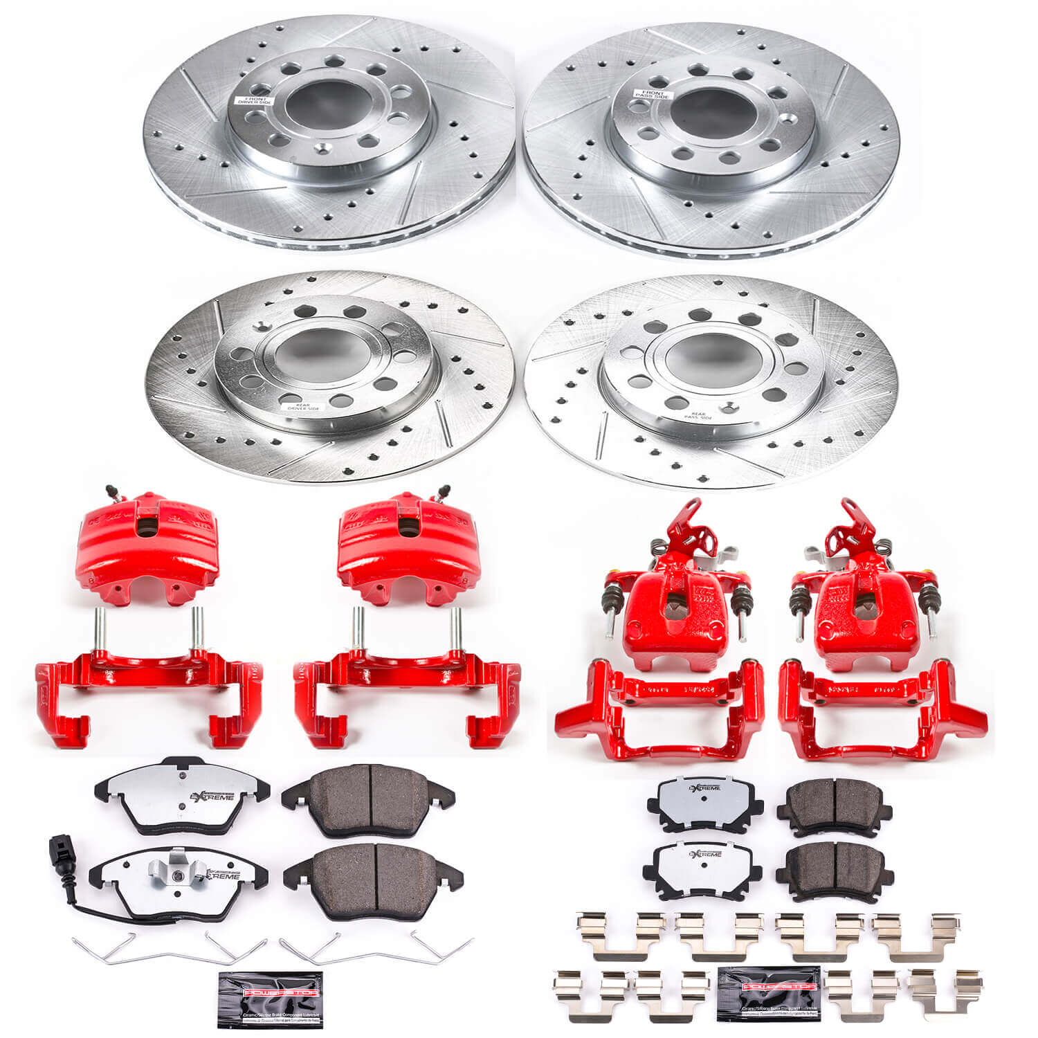 Power Stop KC4068A-26 Z26 Street Warrior 1-Click Front And Rear Brake Kit With Calipers for 2005-2010 Volkswagen Jetta 2.5 product image