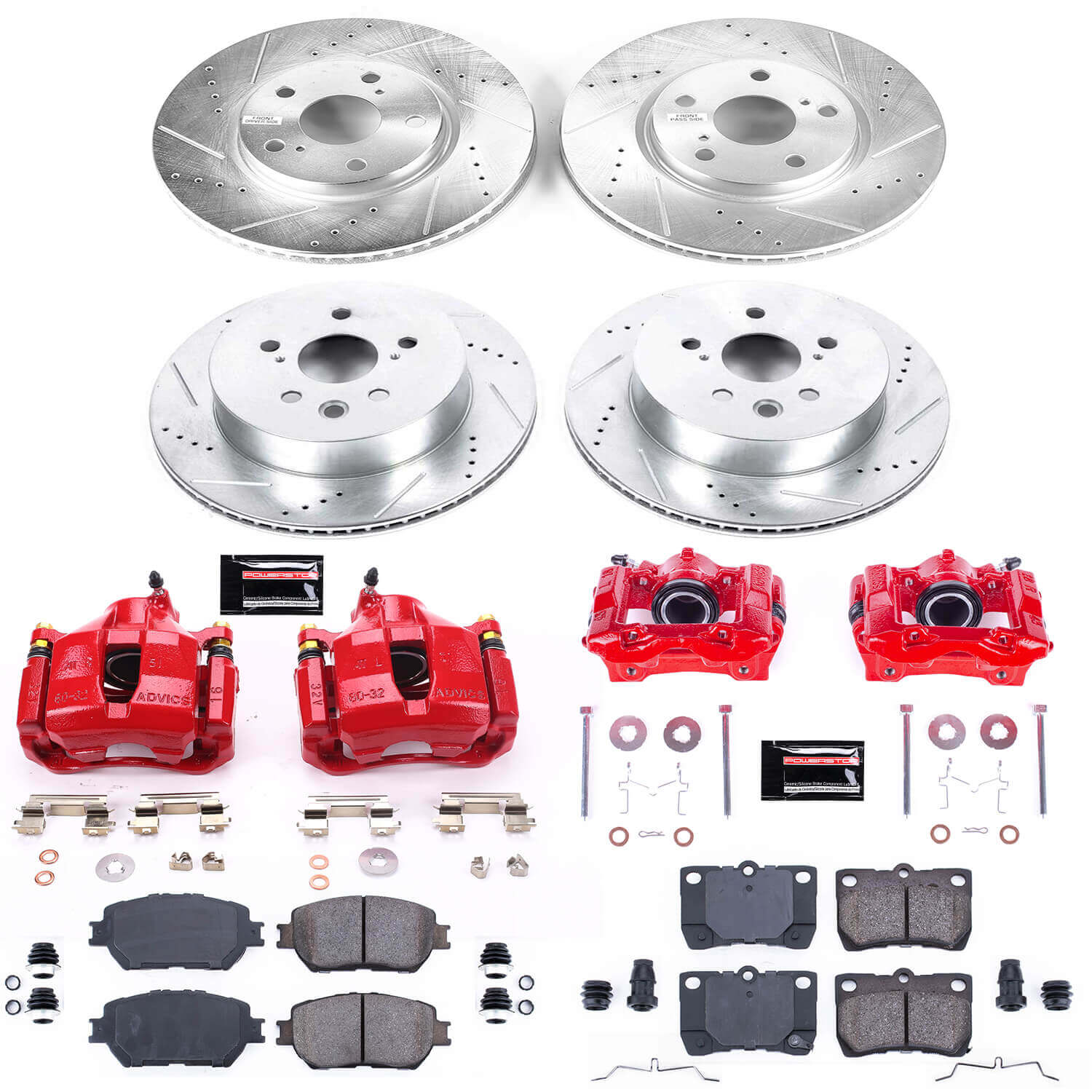 Power Stop KC4072 Z23 Evolution Sport Performance Pad And Rotor Kit With Calipers for 2006 Lexus GS300 product image