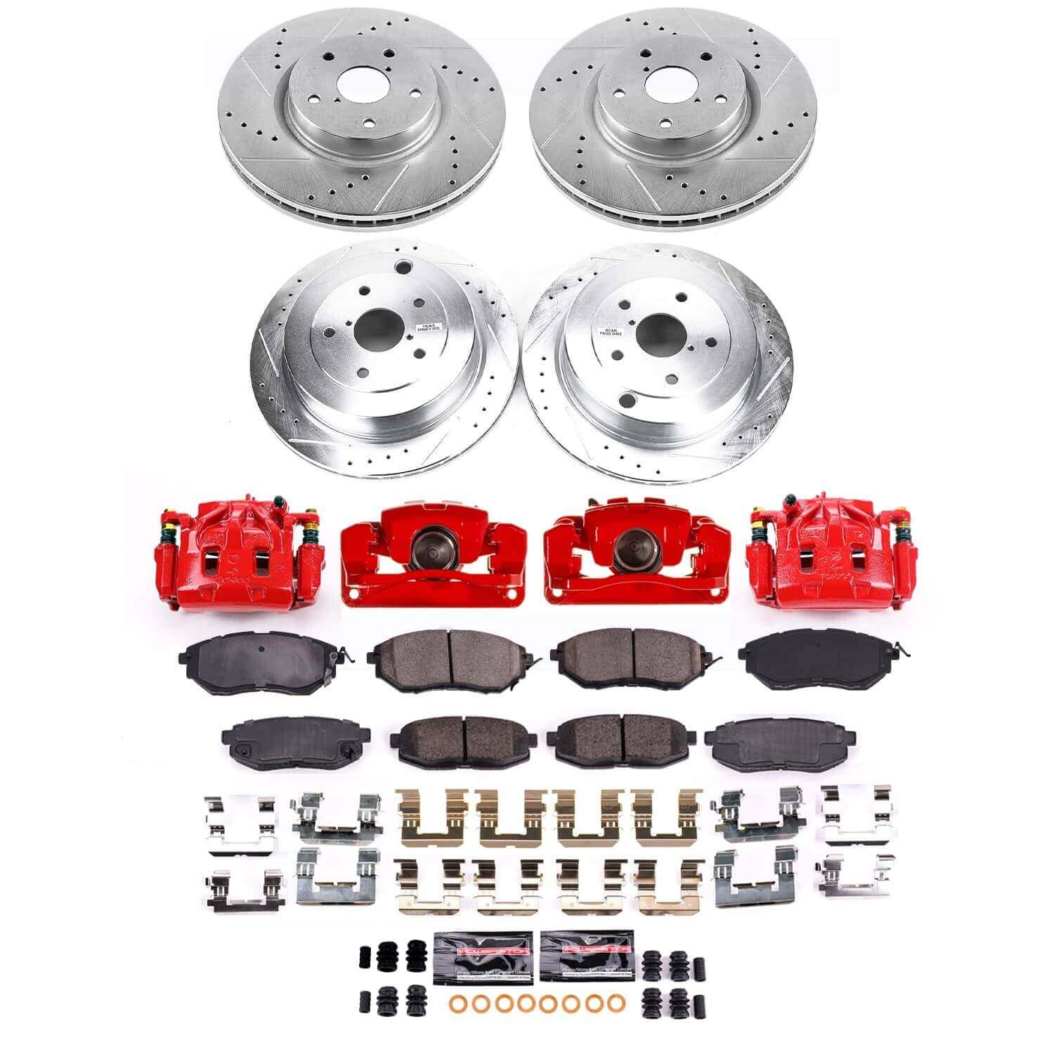 Power Stop KC4088 - Front And Rear Z23 Evolution Sport Performance 1-Click Pad And Rotor Kit With Calipers vehicle fitment brake part