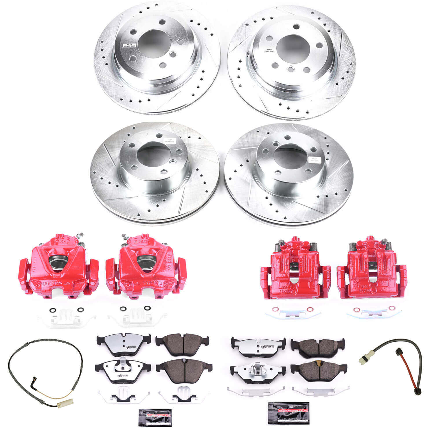 Power Stop KC4104-26 Z26 Street Warrior 1-Click Front And Rear Brake Kit With Calipers for 2008-2010 BMW 328I Convertible Station Wagon product image