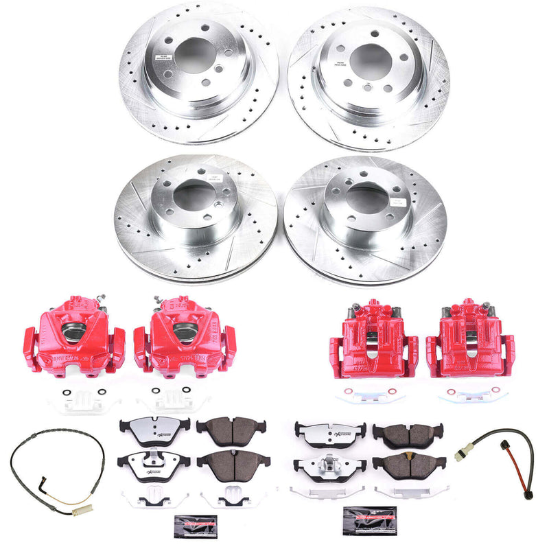 Power Stop KC4105-26 Z26 Street Warrior 1-Click Front And Rear Brake Kit With Calipers for 2008-2010 BMW 328I Xdrive Sedan (4 product image