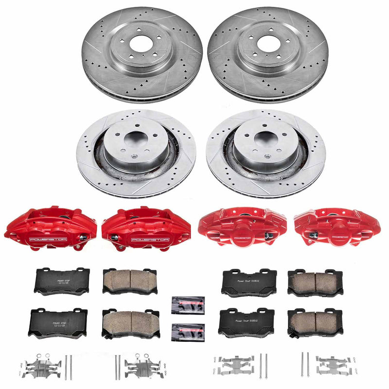 Power Stop KC4138A Z26 Extreme Street Warrior 1-Click Brake Kit With Calipers (Front And Rear) for 2008-2019 INFINITI G37 Sport product image