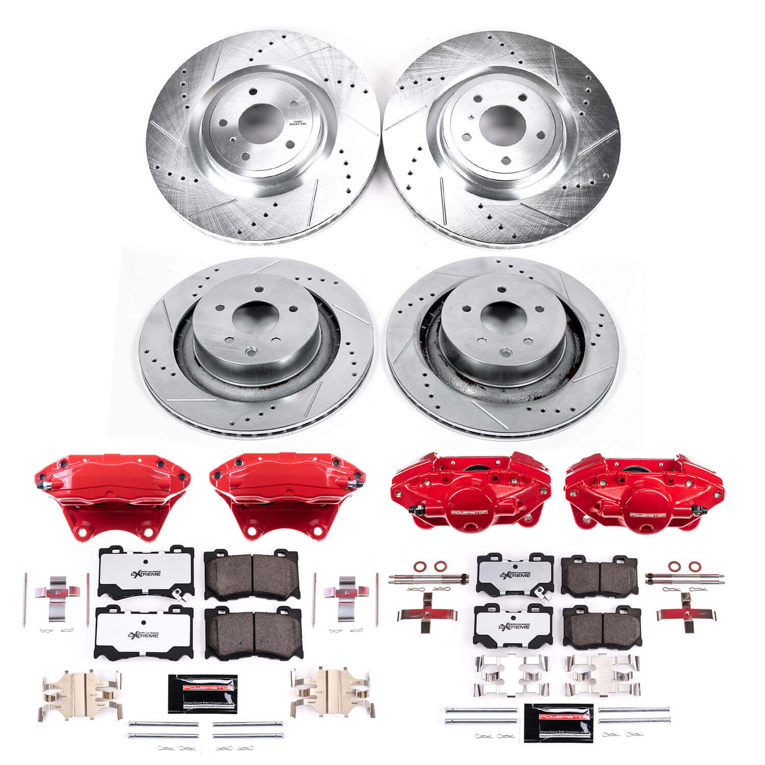 Power Stop KC4138B-26 Front And Rear Z26 Extreme Street Warrior 1-Click Pad And Rotor Kit With Calipers for 2009 Nissan 350Z product image