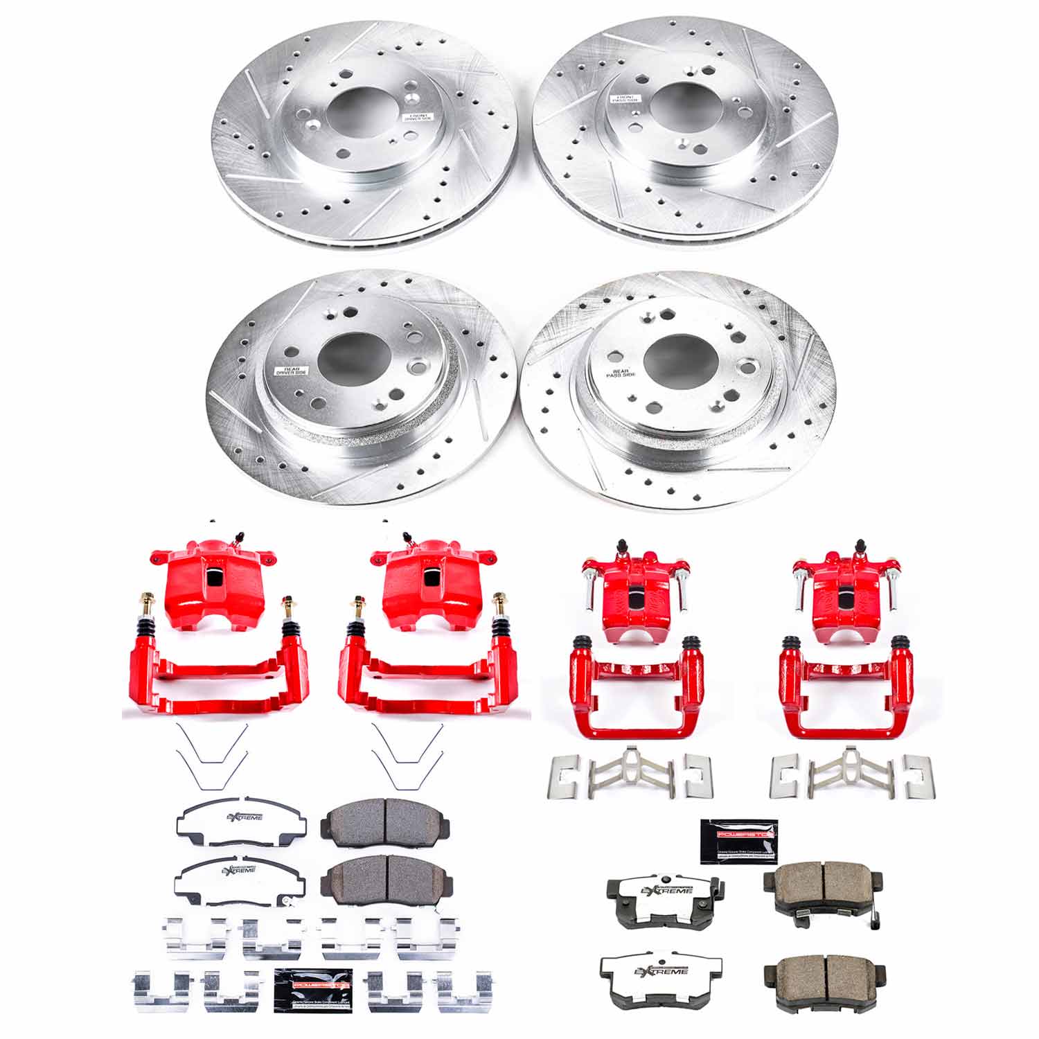 Power Stop KC4271-26 Z26 Street Warrior 1-Click Front And Rear Brake Kit With Calipers for 2002-2004 Acura Rl product image